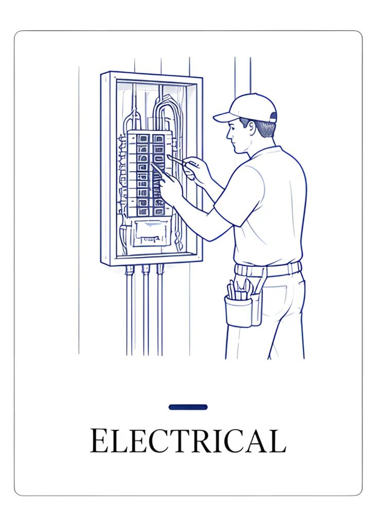Electrical tradesperson at work