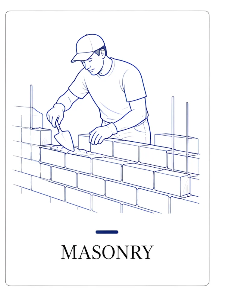 Masonry tradesperson at work