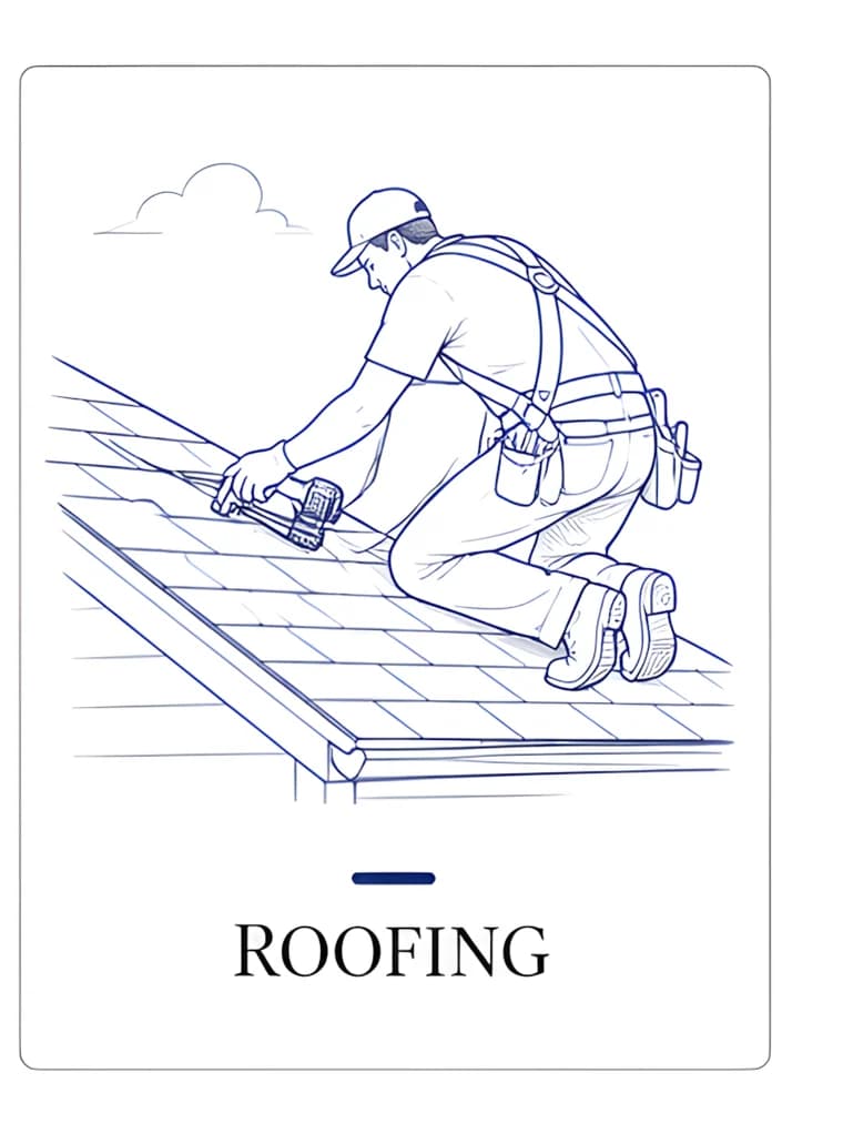 Roofing tradesperson at work